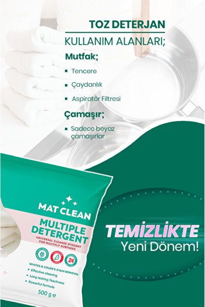 MAT CLEAN Mutfak ve Çamaşırlar İçin İkisi Bir Arada Toz Deterjan