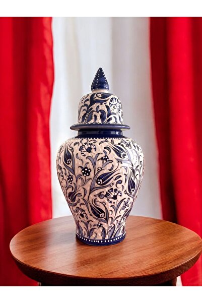 STORESZA El Yapımı Kütahya Çinisi Çini Şah Küp Vazo - 42Cm