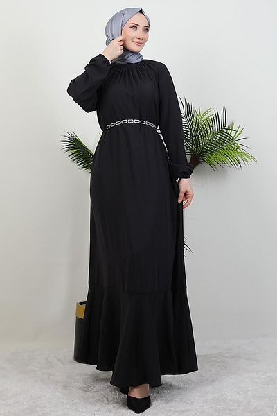 GİYZAMİLA Φόρεμα Hijab με αλυσίδα σε σκούρο γκρι