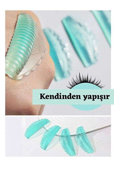 DFCOSMETICS Yapıştırıcı Sürmeden Göze Tam Oturan Süper Elastik Alt Üst Kirpik Lifting Laminasyon Silikonu 4 Çift