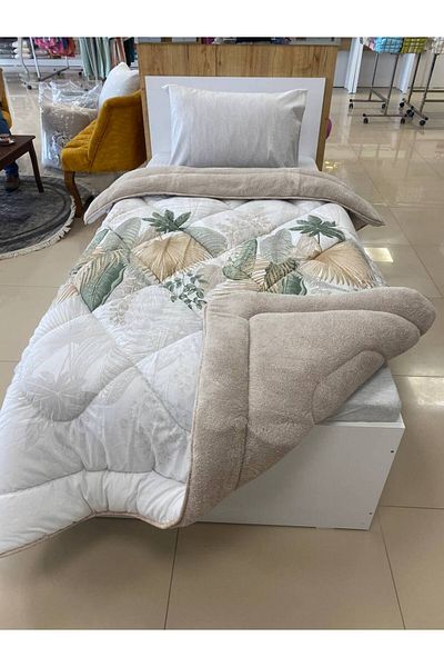 Sudemhome Single Double Sided Luxury Welsoft Elite Quilt Soft Fleece Quilt and Pillowcase Alena Beige