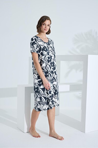 Etoile Rochie de vară pentru femei cu buzunare cu mâneci scurte din bambus 72955