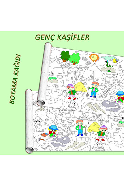 woodhomeworks Genç Kaşifler Temalı Dev Boyama Kağıdı 2,5 Metre Rulo Boyama Ka...
