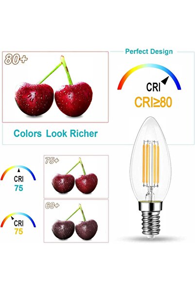 HYX E14 LED Light Bulb, 6 Pack C35 Filament Candle Bulbs, 4W (40W Equivalent), Warm White 2700K