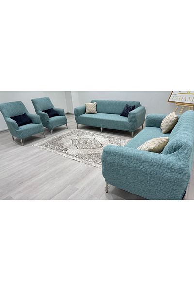 uzhanem Set de huse de canapea din jacquard din bumbac elastic elastic, lavabil, 3+3+1+1 Huse de canapea