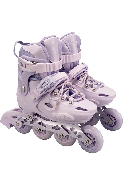 ACTION ONE Set de rol Pastel Lila, cu casca, protectii si geanta transport, roti luminoase, marimea M (32-35)