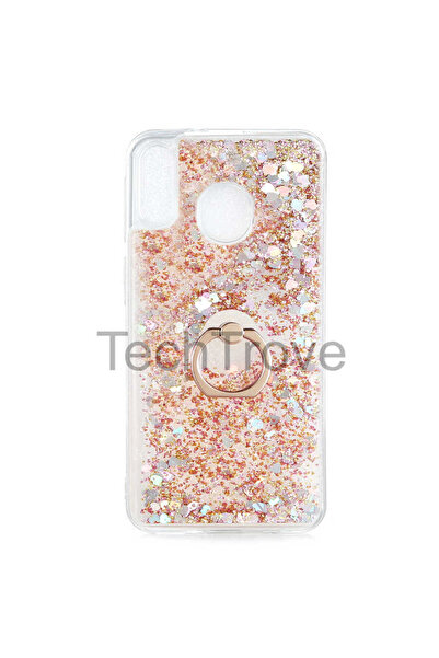 TechTrove Samsung Galaxy M20 Kılıf Simli Sıvılı Tasarım Kamera Koruma Çıkıntı...