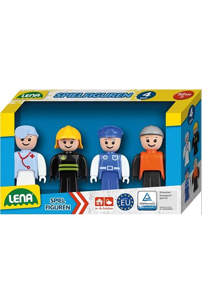 LENA Set of 4 Lena little man figures, compatible with Truxx, 8cm tall
