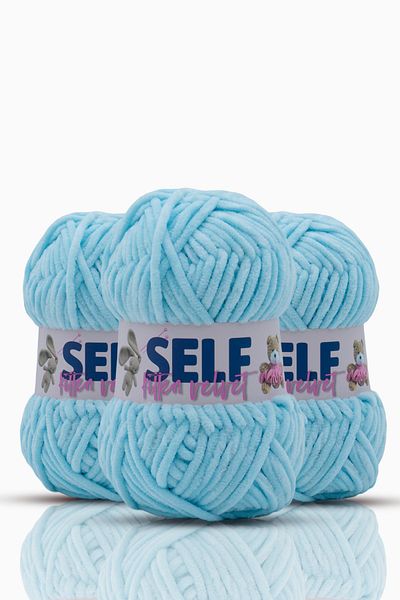 Self 3 bucăți de frânghie de catifea albastră, amigurumi, jucărie, frânghie de tricotat manual pentru pătură, catifea pentru pisoi