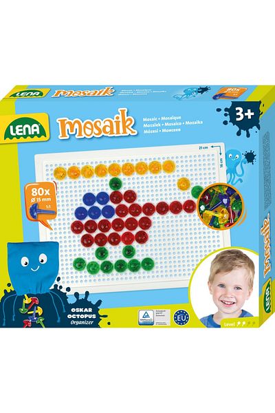 LENA Multicolor mosaic Lena, transparent/pearl, 80 pieces, 4 colors, 15 mm
