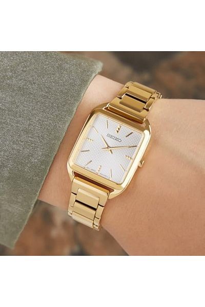 Seiko Essentials Quartz Gold Dial Ladies Watch SWR078