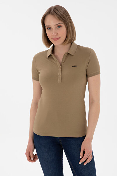 U.S. Polo Assn. Γυναικείο μπλουζάκι με γιακά πόλο Basic Khaki 50305764-VR027