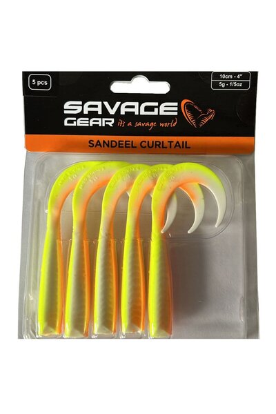 Savage Gear Lb Sandeel Curltail 10cm 5gr 5adet Silikon Yem(LEMON BACK)