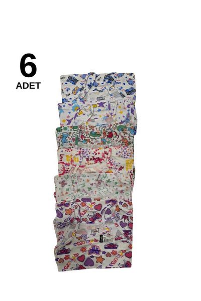 Tutku Gi̇yfest Passion 6-Pack Girl's Tank Top with Colorful Patterned Thin Straps (Mixed Patterns)
