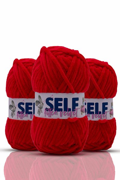 Self 3 Pack Red Velvet Yarn, Amigurumi, Toy, Blanket Hand Knitting Yarn, Kitten Velvet