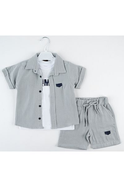 Miss Esilay Boutique Boy's Short-Sleeved Shirt Shirt Thsort Bottom Top Suit