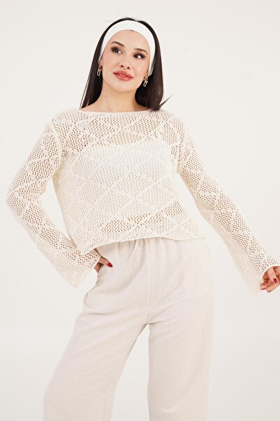 Hipo Trend Kamena jakna sa lađastim izrezom Sa detaljem rukava Sa ajurom