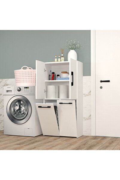 MOBİLİQUE Şahane No.4 Sepetli Banyo Dolabı Beyaz-Beyaz