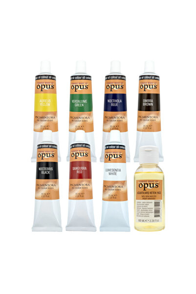 OPUS Yağlı Boya 70ml 7 Renk Ve 100ml Keten Yağı Pigmentora Oil Colour