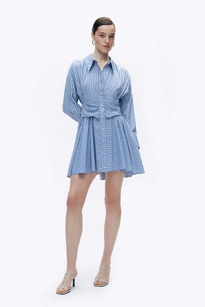 Nocturne Women's Polo Neck Long Sleeve Mini Length Blue Dress N25Yn2558-Variant