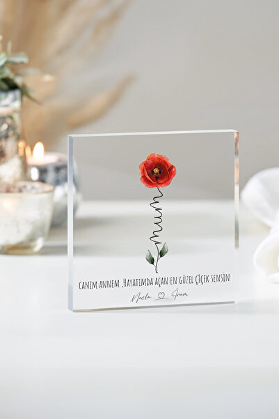 onehediye Kişiye Özel İsimli Her Aya Göre Çiçek Tasarımlı Masaüstü Çerçeve Do...