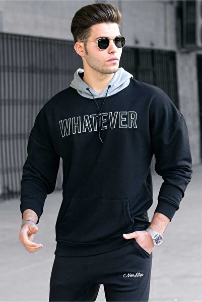 Madmext سترة سوداء مقنعين 4774