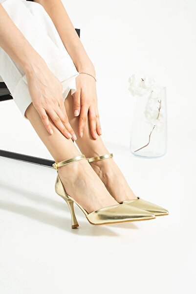 Seniorah Celandia Gold Metallic Skin Women's Heeled Shoes