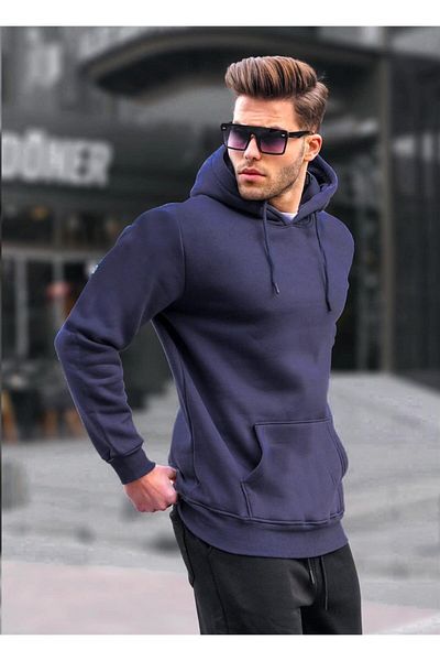 Madmext Navy Blue Men's Sweatshirt 5339