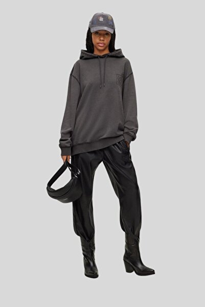 Hugo Boss Oversize Kapüşonlu Kadın Sweatshirt Siyah