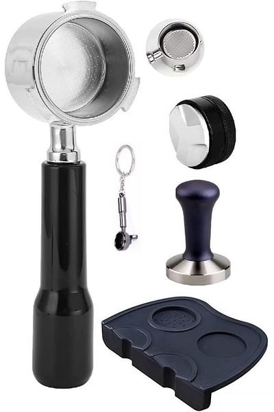 COOYA 51mm Bottomless Coffee Filter, Filter Basket and ABS Handle with tamper, coffee distributer