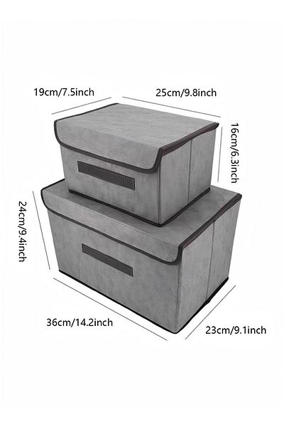 Generic صندوقان من القماش لتخزين الملابس مع أغطية، منظمان للخزانة، وحقائب ملابس، وصندوق تخزين ملابس قابل للطي