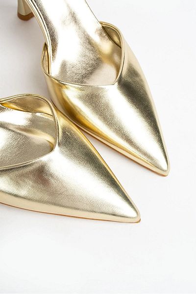 Seniorah Celandia Gold Metallic Skin Women's Heeled Shoes