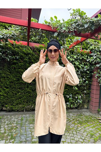 dilber fashion Bone and Bag Gathered Waist Sports Cut Hijab Swimsuit