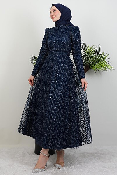 GİYZAMİLA Eva Glitter Hijab Φόρεμα Navy Blue