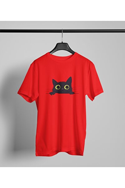 Butik تي شيرت بناتي/نسائي/أمي كات- تي شيرت مطبوع برقبة دائرية وأكمام قصيرة