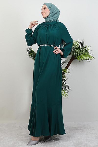 GİYZAMİLA Φόρεμα Hijab με αλυσίδα Emerald