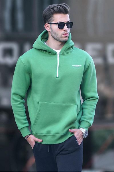 Madmext Grünes Kapuzensweatshirt mit Reißverschluss 6143