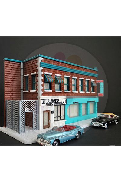Bi'şeyler Sepeti 1:64 Lou's Cafe Diorama Diecast Model (Excluding the Vehicle.)