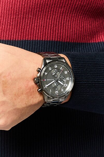 Tommy Hilfiger Men 1792008 Stainless Steel Watches 45 Mm, Grey