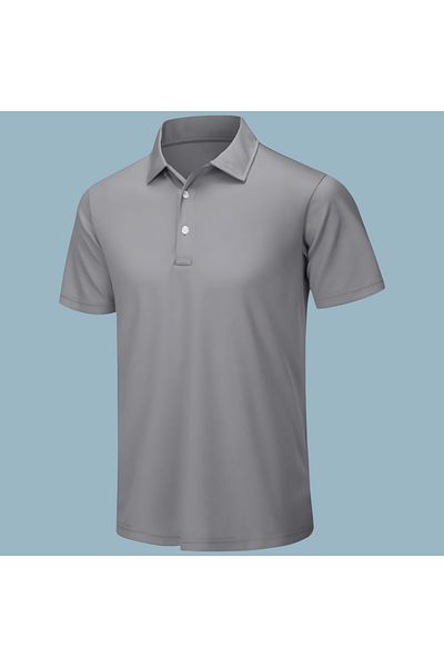 Eastek Gray Dry Fit Quick Dry Moisture Wicking Technical Performance Golf Gym Polo Neck Sports T-Shirt