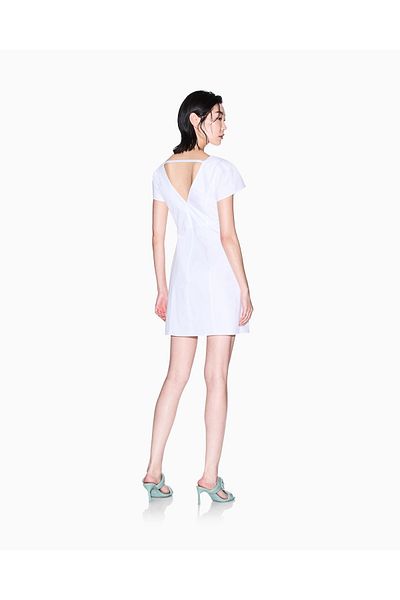 Armani Exchange Women's Regular Fit Cotton Short Sleeve V-Neck Short White Dress Xw 000476   Af12812-U0002