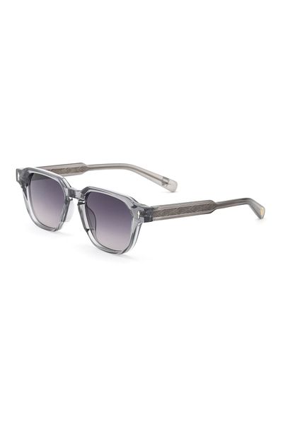 Angel Eyes Square Design Gray Frame Stylish Handle Detailed Black Gradient Glass Unisex Sunglasses Ce Certificated