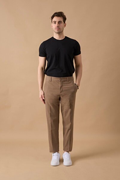 BRACCAS Erkek Beli Lastikli Vizon Chino Pantolon