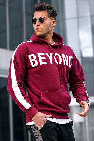 Madmext Φούτερ Claret Red Hooded 5327