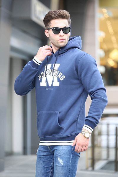 Madmext Φούτερ με κουκούλα Navy Blue 6012