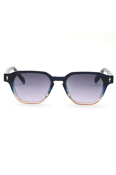 Angel Eyes Square Design Navy Blue Orange Frame Stylish Handle Detailed Black Gradient Glass Unisex Sunglasses
