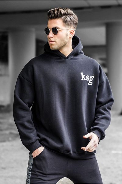 Madmext Μαύρο ανδρικό φούτερ Oversize 5337