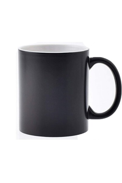 Liva Sublimasyon Baskıya Uygun Porselen Sihirli MAT Siyah Kupa (Sıcaklıkla Re...