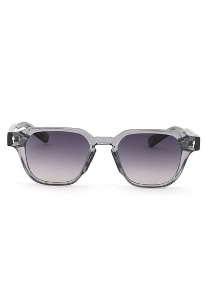 Angel Eyes Square Design Gray Frame Stylish Handle Detailed Black Gradient Glass Unisex Sunglasses Ce Certificated