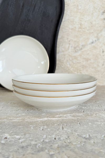 porselenden Modern Gold Cream 4 Person 19 Cm Porcelain Pit Dinner Plate Set